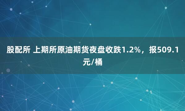股配所 上期所原油期货夜盘收跌1.2%，报509.1元/桶