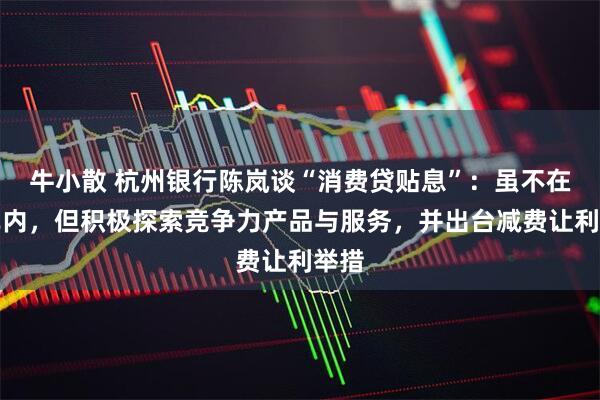 牛小散 杭州银行陈岚谈“消费贷贴息”：虽不在名单内，但积极探索竞争力产品与服务，并出台减费让利举措