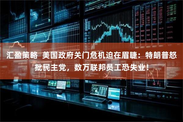 汇盈策略  美国政府关门危机迫在眉睫：特朗普怒批民主党，数万联邦员工恐失业！