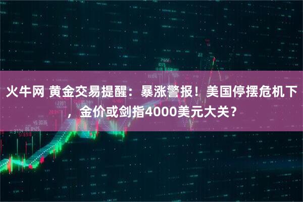 火牛网 黄金交易提醒：暴涨警报！美国停摆危机下，金价或剑指4000美元大关？