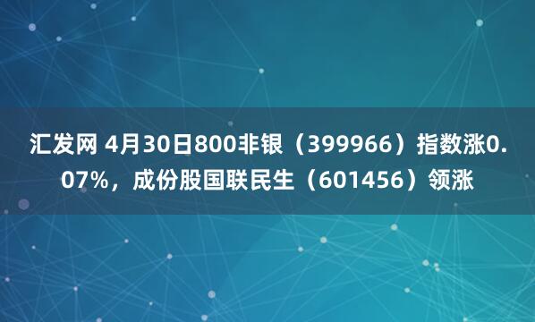 汇发网 4月30日800非银（399966）指数涨0.07%，成份股国联民生（601456）领涨